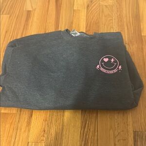 Gray Sweatshirt with Pink Graphic